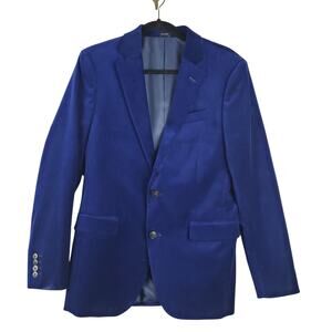 J. Ferrar Men's 38R Crushed Velvet Blazer Jacket Bright Royal‎ Blue Sheen Prom